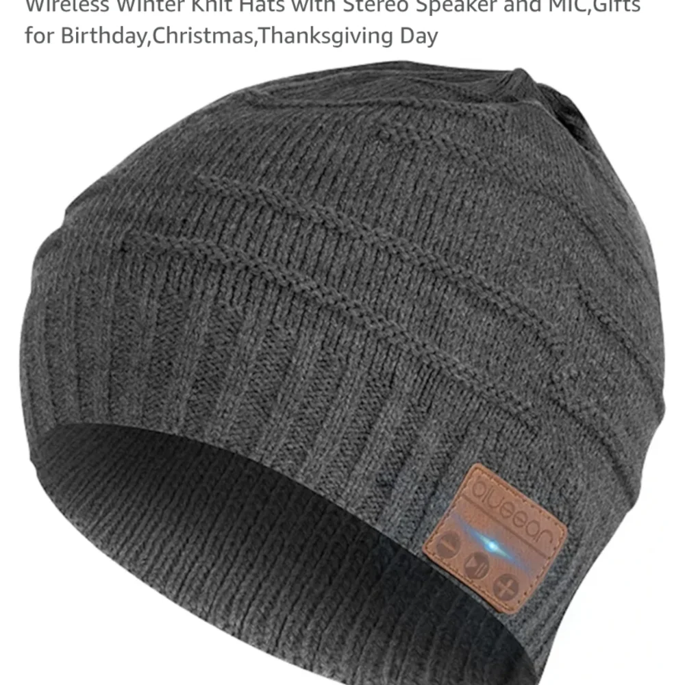 White Knit Beanie with Bluetooth Headset